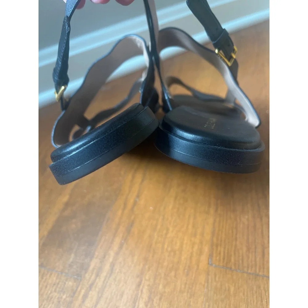Cole Haan Fawn Black Leather Flat Footbed Sandals Size 11
